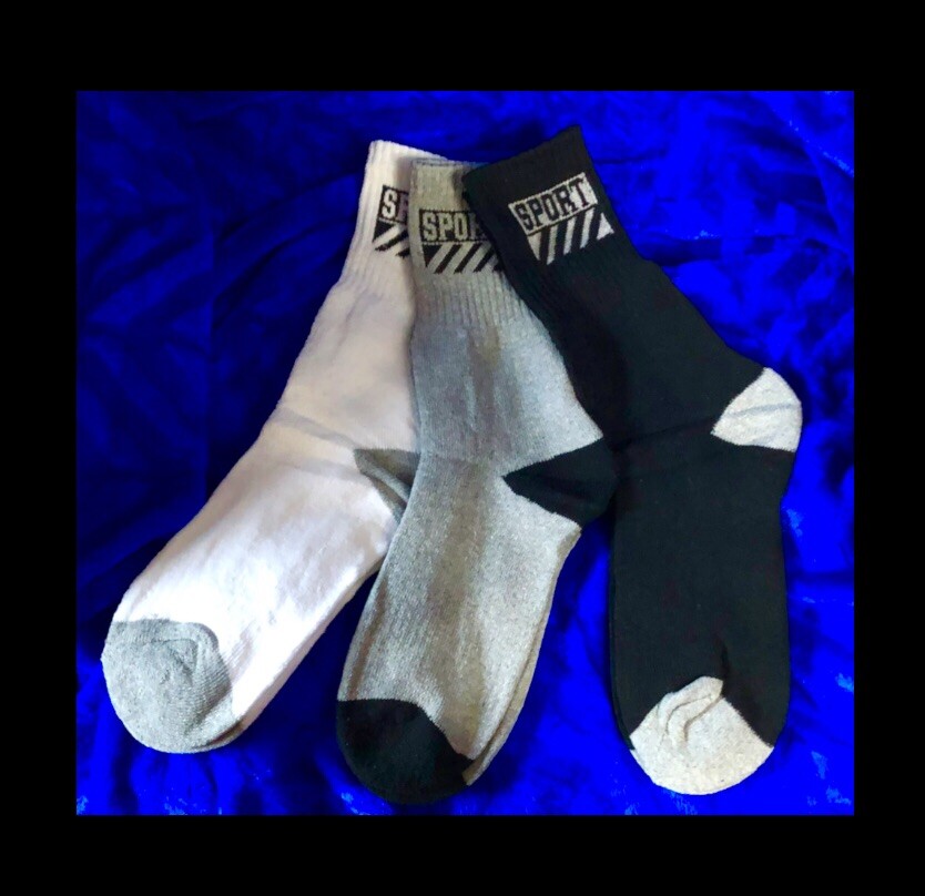 3pk sport winter crew socks 80% cotton,2mm-4mm Thickness,UNISEX,black,white,gray