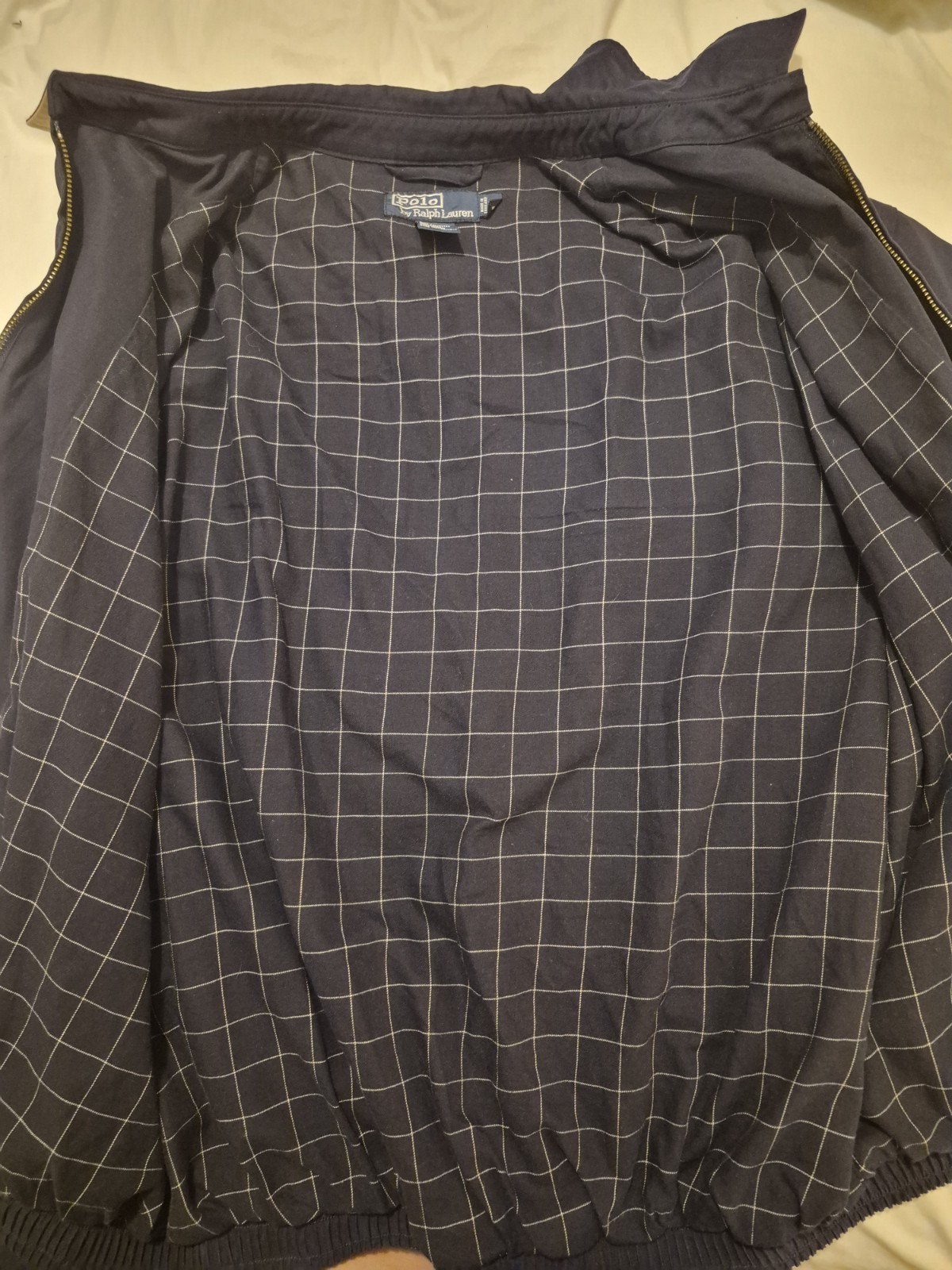 Polo by Ralph Lauren Navy Harrington Jacket XL Full Zip Lined Pockets Logo