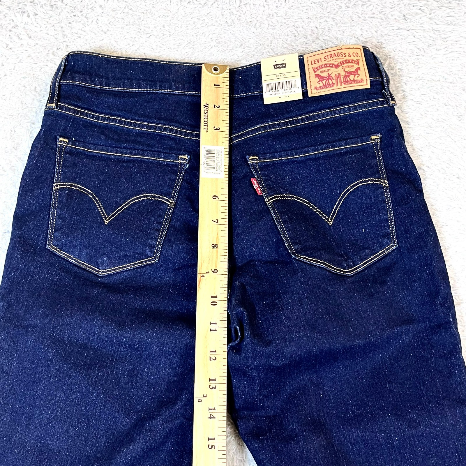 Levis Women’s 311 Blue Denim Mid-Rise Stellar Stretch Shaping Skinny Jeans: 28