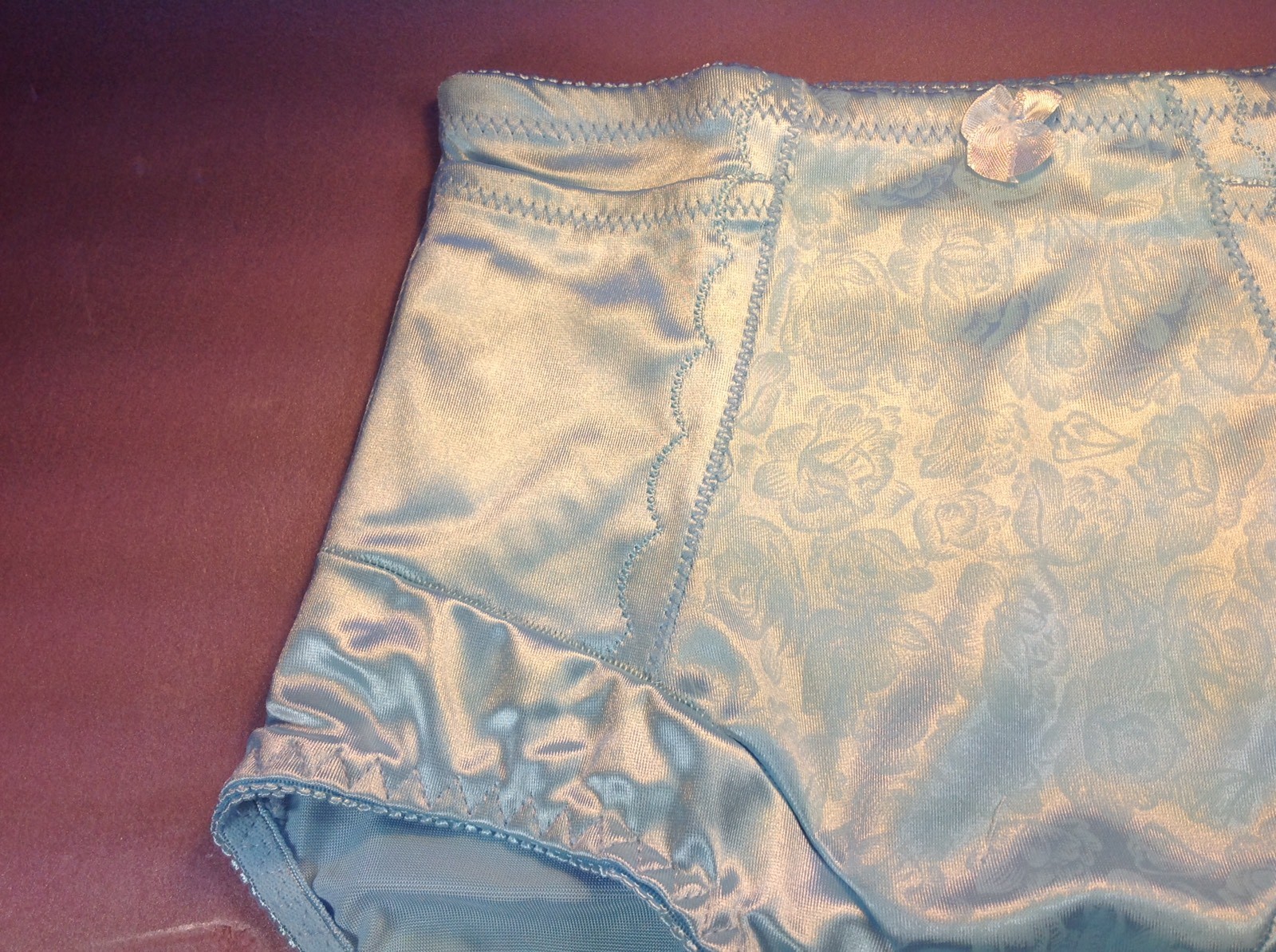 Women Briefs,Control Panties Ann Diane Size XL. Blue Satin W/2 Secret Pockets