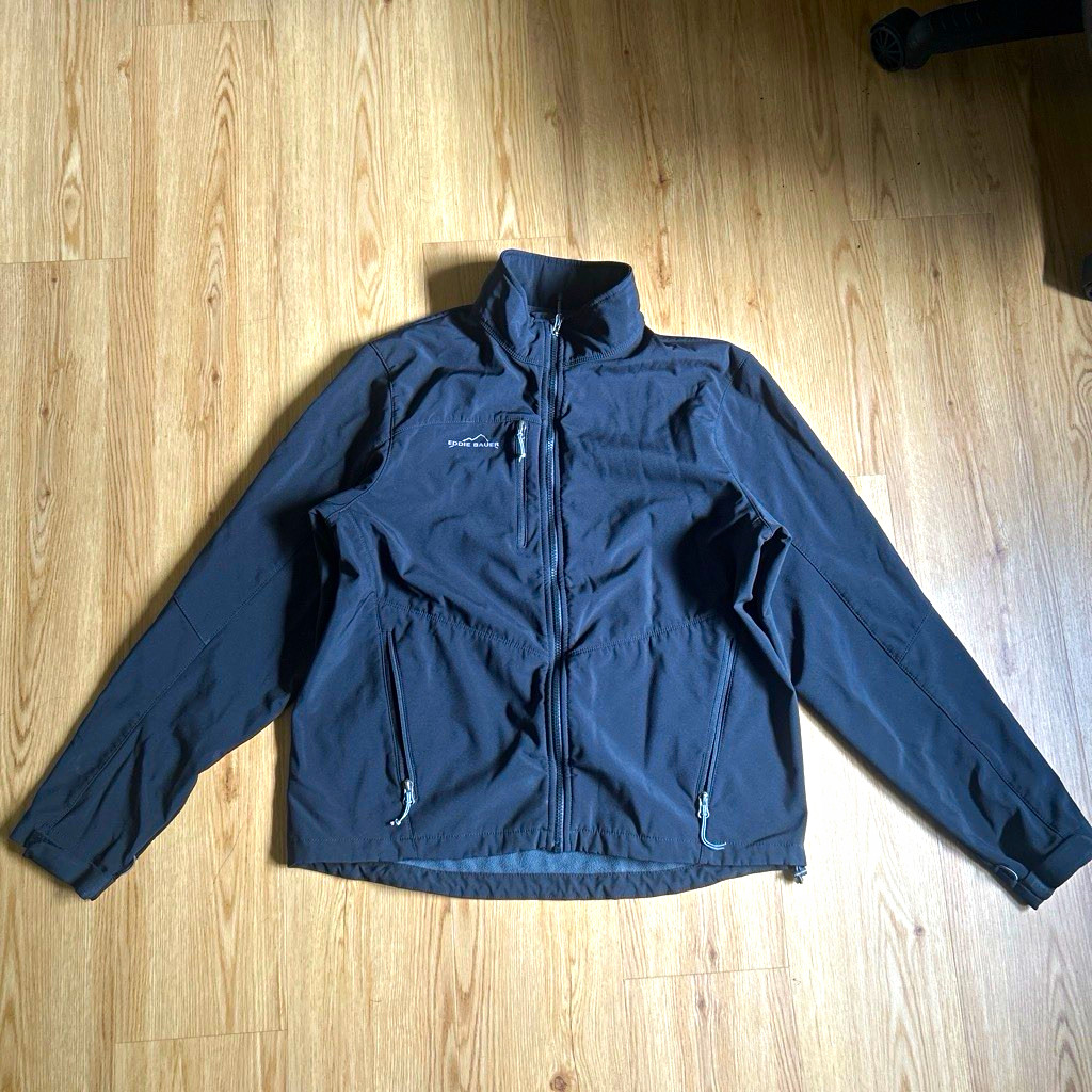 Eddie Bauer Men’s Black Soft Shell Full Zip Jacket w/ Pockets Stand Collar XL