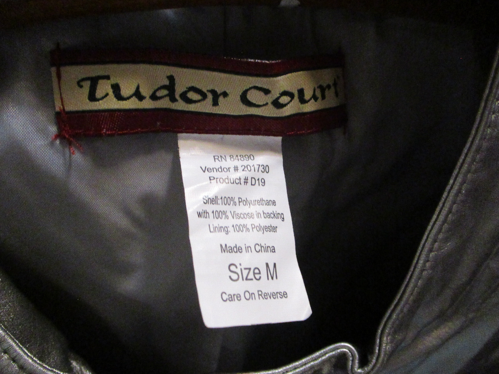 Tudor Court Jacket – Silver – Size Medium – Polyurethane – Hand Wash Only