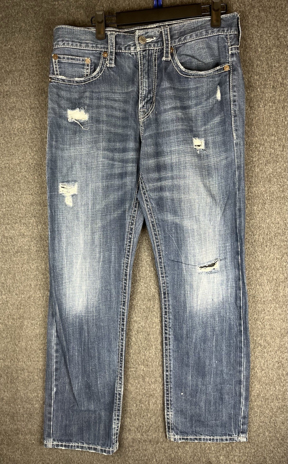 American Eagle Jeans Mens 30×30 Blue Relaxed Straight Distressed Mid Rise Y2K