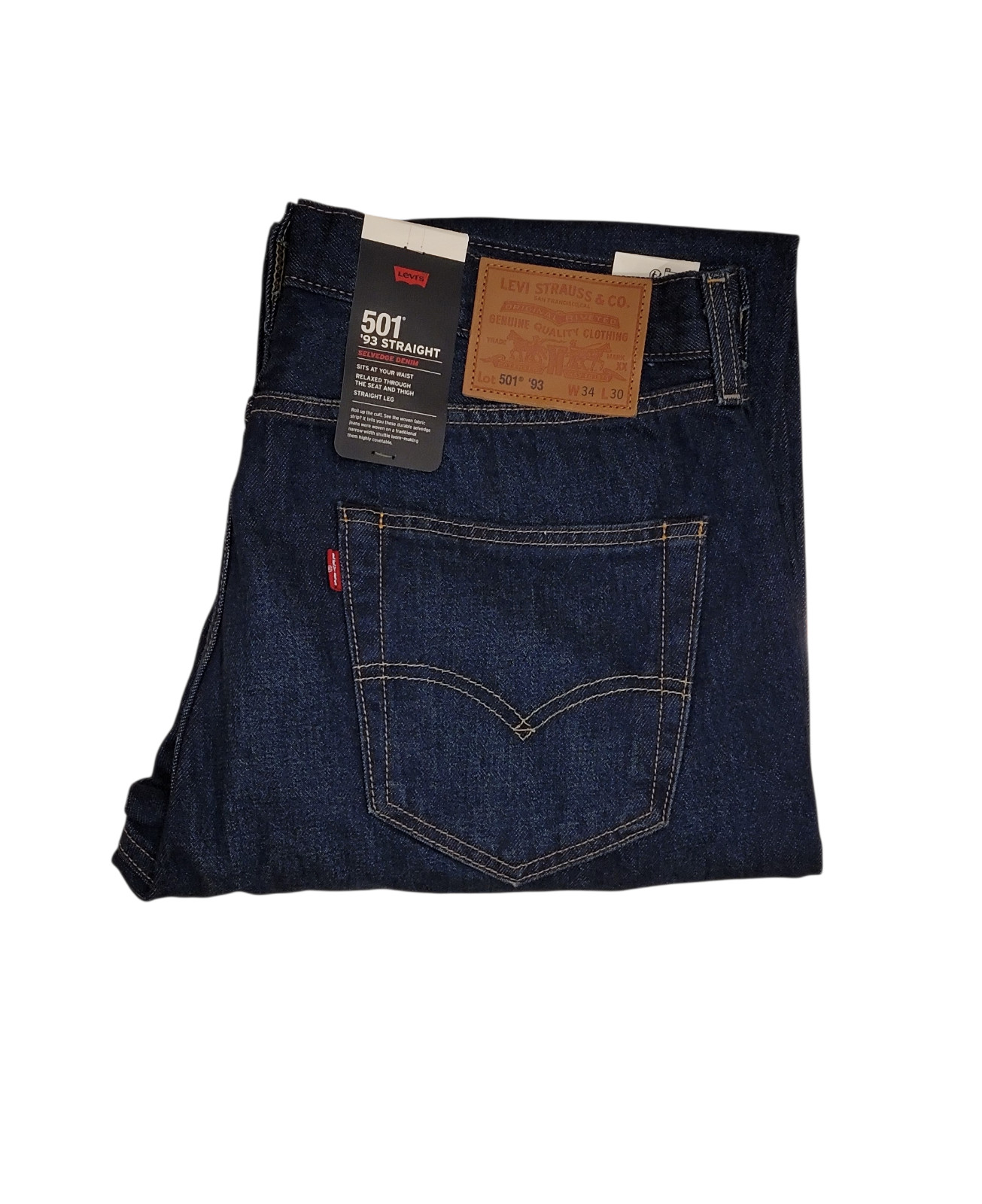 Levi’s 501 Men’s ’93 Straight Fit Selvedge Jeans Dark Wash