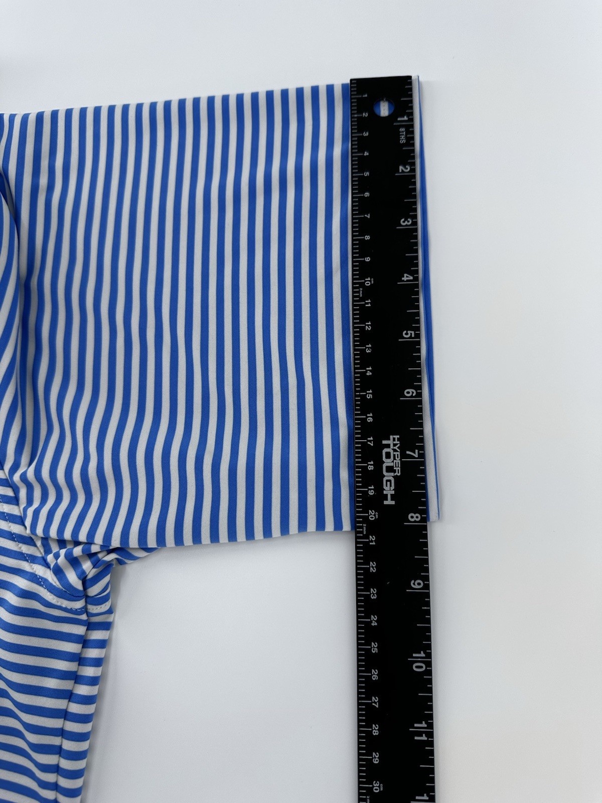 Roundtree & Yorke Mens L White And Blue Striped Performance Polo Shirt Stretch