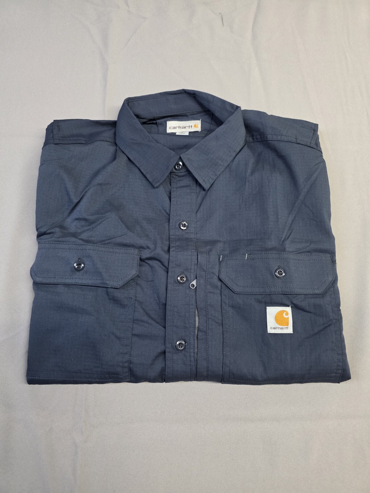 Carhartt Mens Long-Sleeve Button-Down Work Shirt, Navy