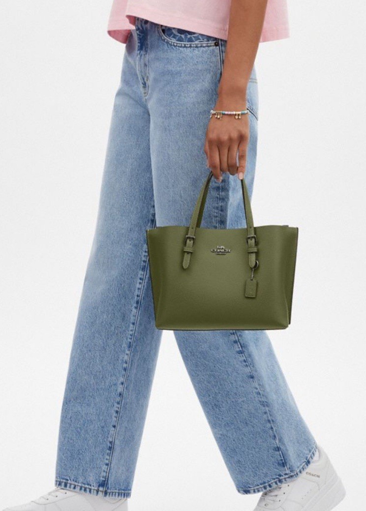 COACH Mollie Tote 25 Canvas Leather Shoulder Bag in Military Green