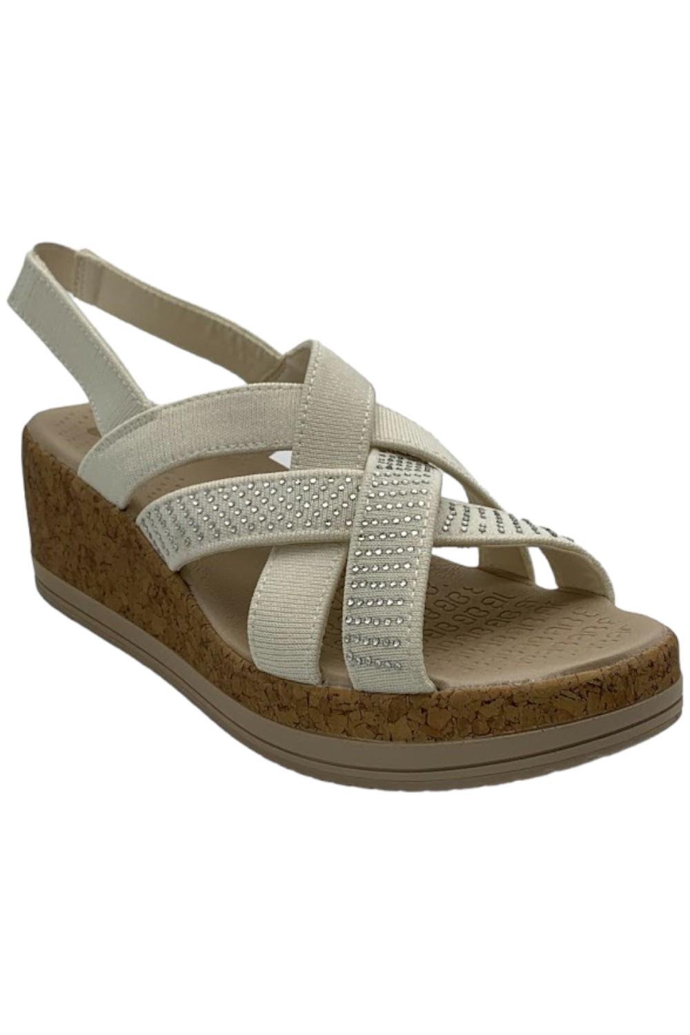 Bzees Ritz Sparkle Machine Washable Cork Wedge Sandal Sugar