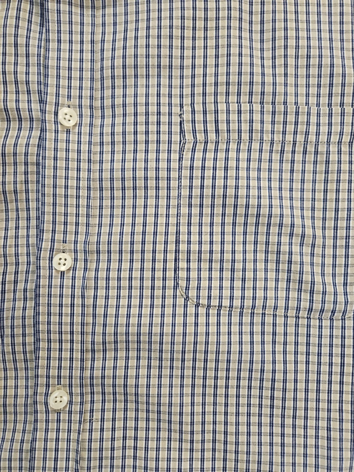 Chaps Mens Dress Shirt 16 16.5 32/33 Classic Fit Twill Plaid Wrinkle Free Blue