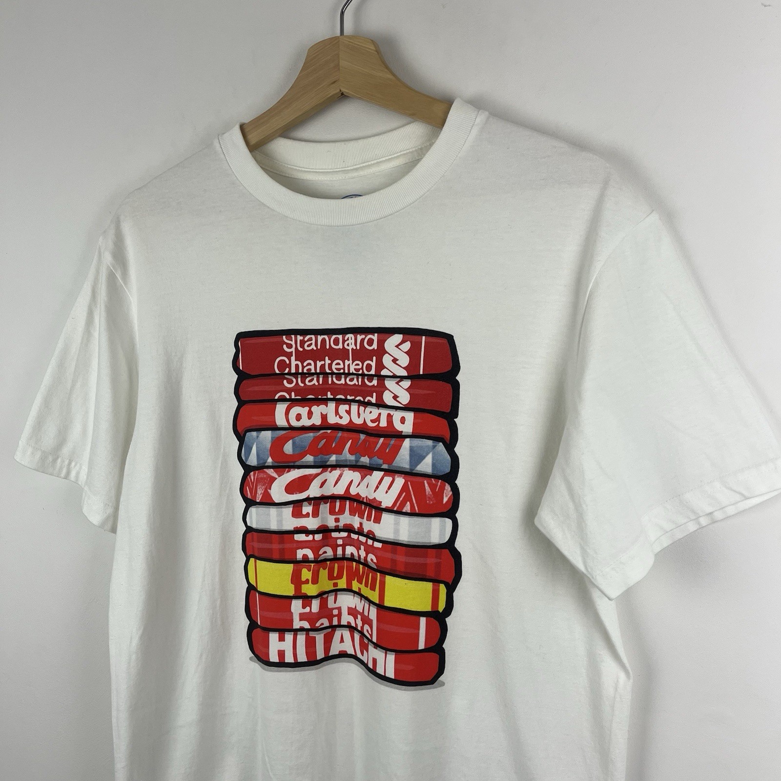 Liverpool FC T-Shirt Mens Medium White Graphic Football Shirt Iconic Retro