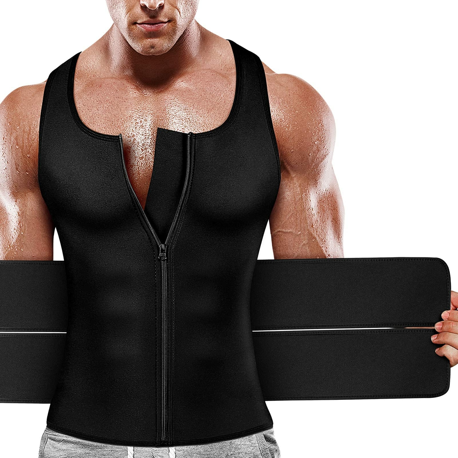 Men’s Neoprene Sauna Sweat Vest Body Shaper Shapewear Waist Trainer Loss Weight