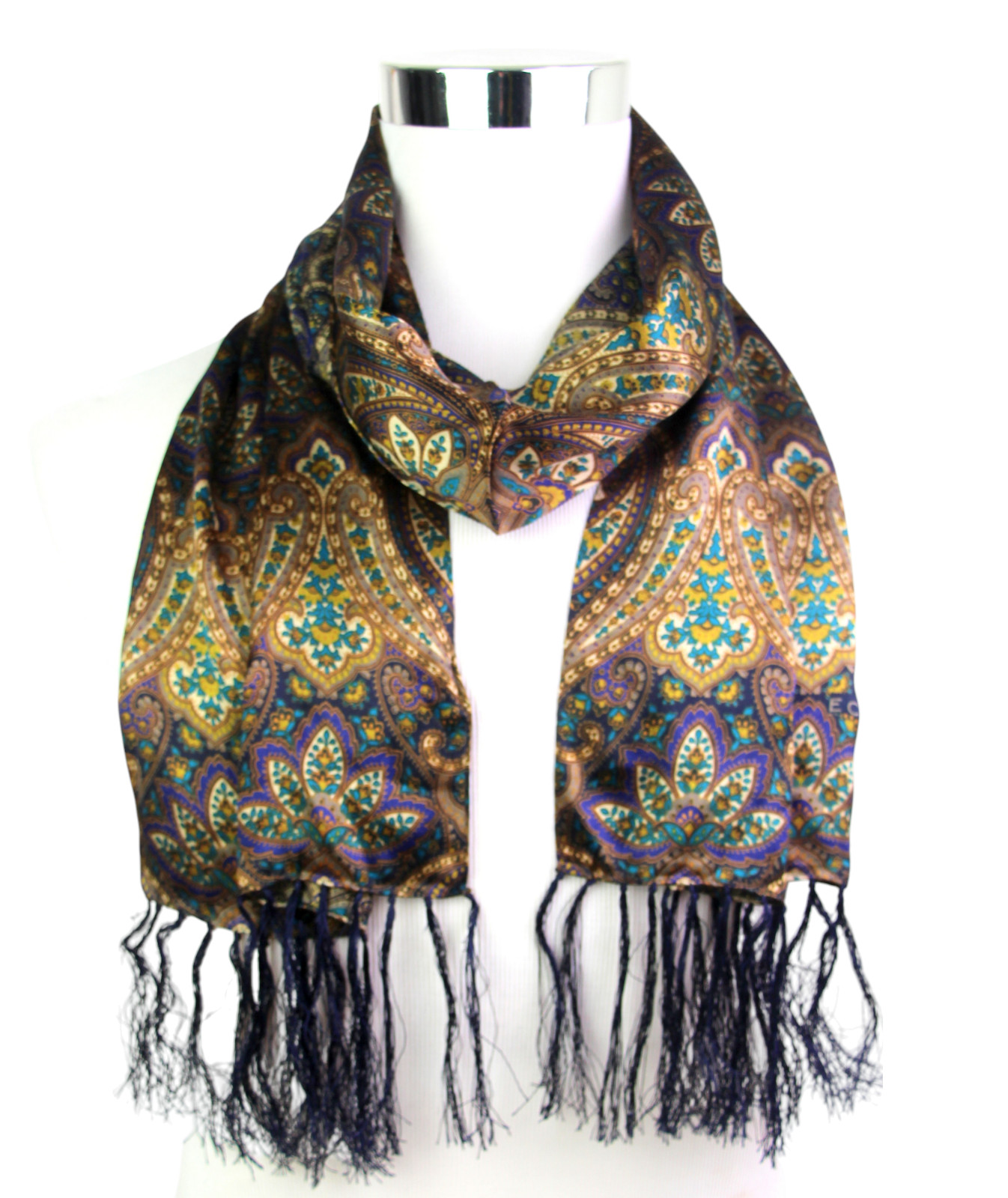 11 1/4″x59″ ECHO MULTICOLOR 100%SILK FLORAL FRINGE EVENING PROMO MEN’S SCARF(52T