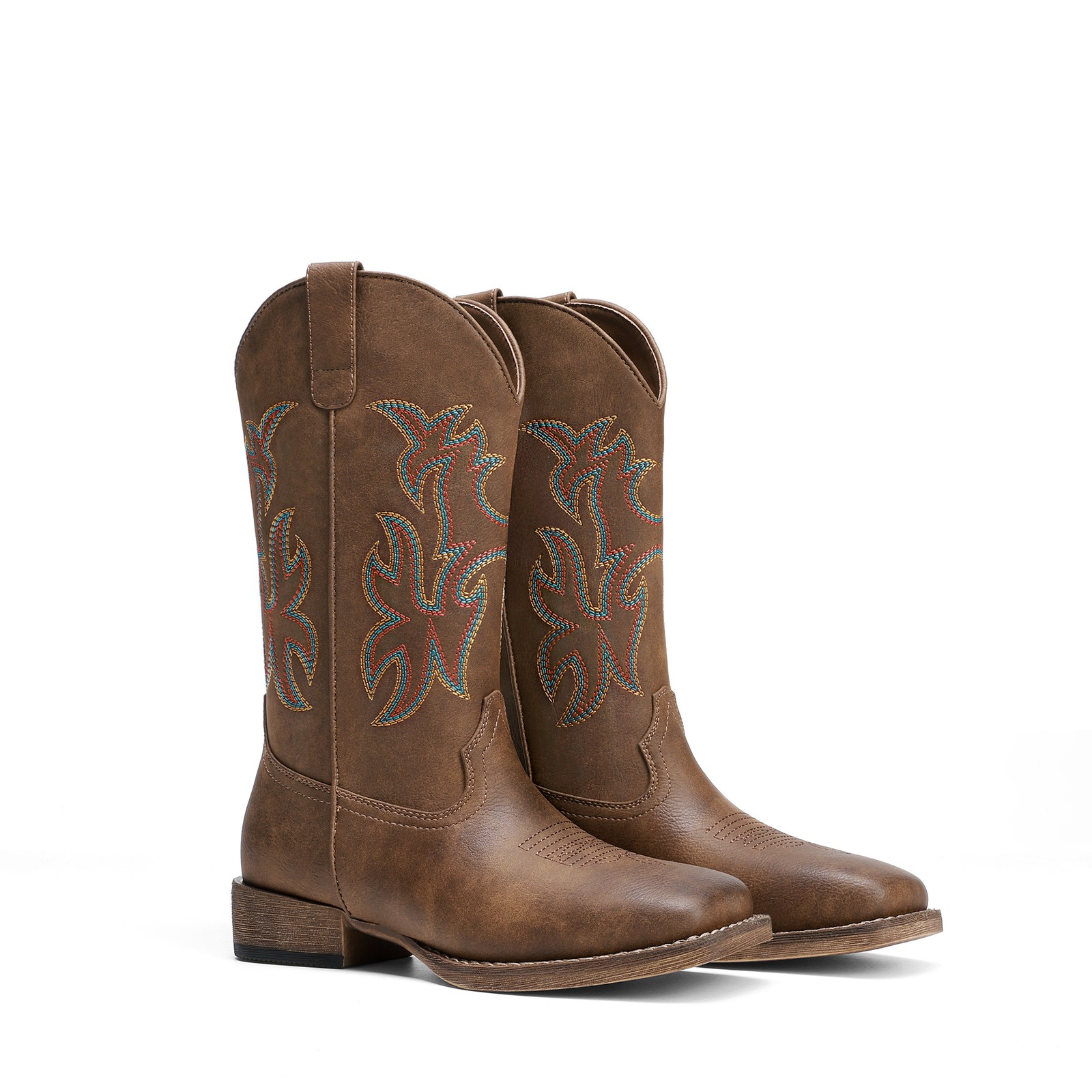 Cowboy Cowgirl Boots for Women Wide Square Toe Western Mid Calf Boots