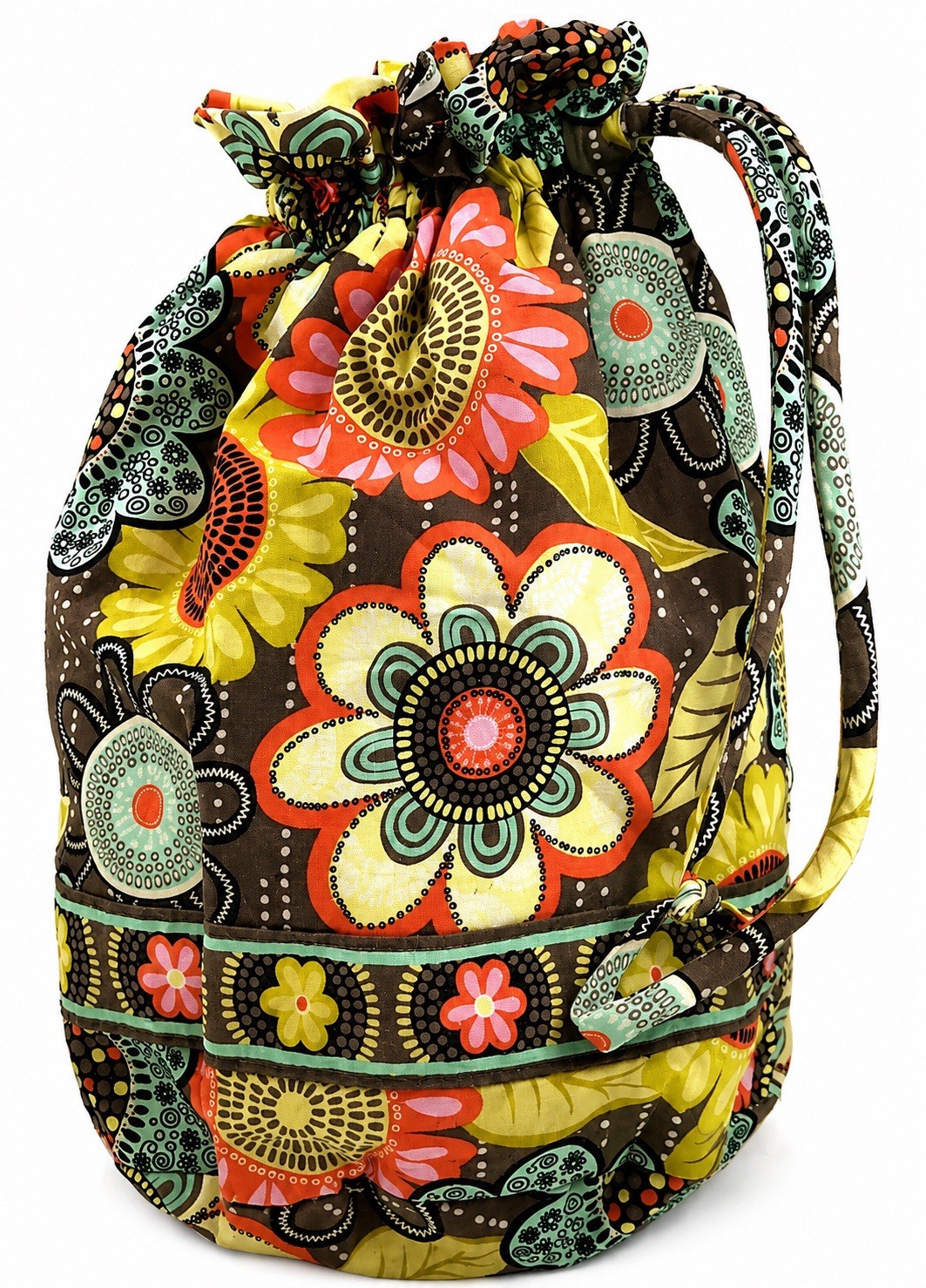 Vera Bradley Floral Quilted Lined Drawstring Ditty Pouch Bag Small Multicolor