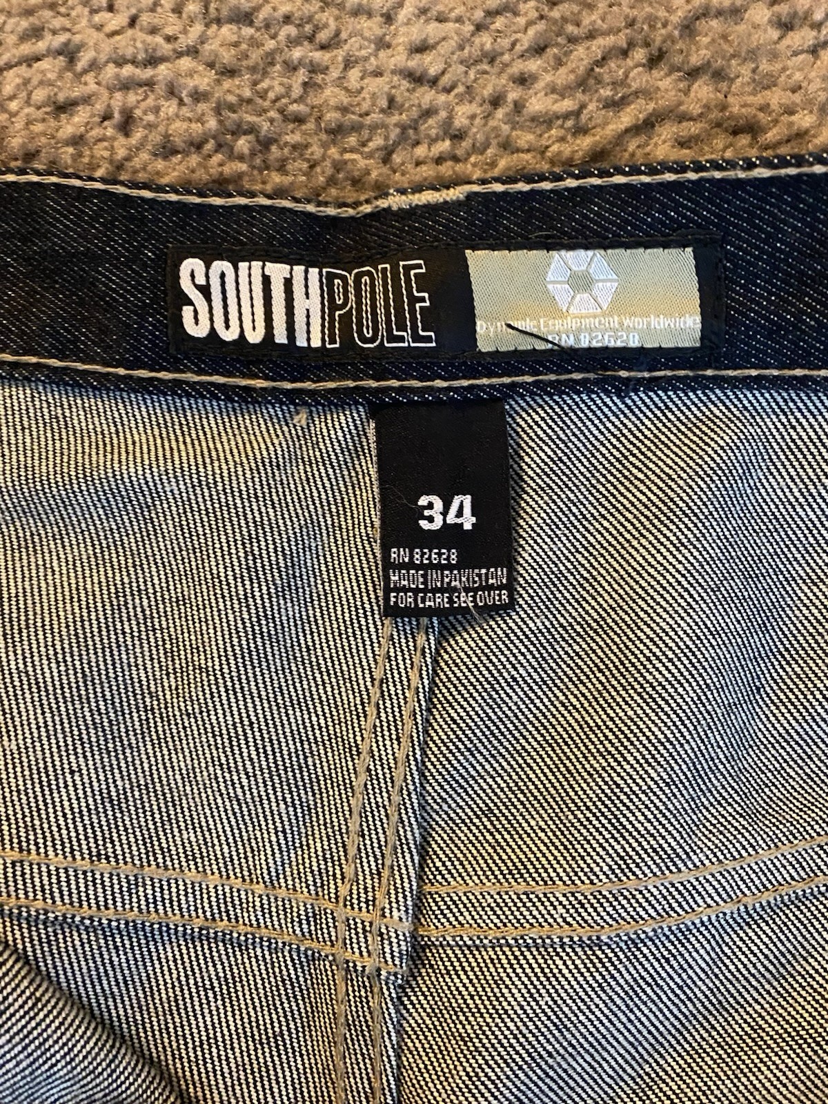 VINTAGE Y2K SouthPole Dark Jeans Size 34 90s Style Straight Fit Baggy Skater Hip