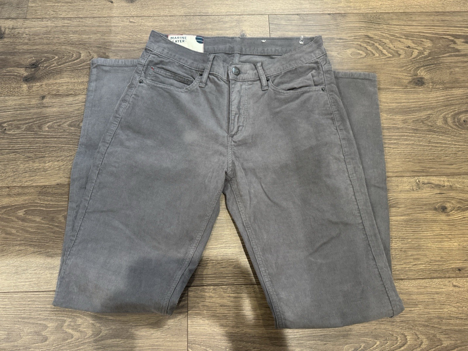 Marine Layer Men’s Slim Straight Gray Corduroy Jeans Mid Rise 5-Pocket