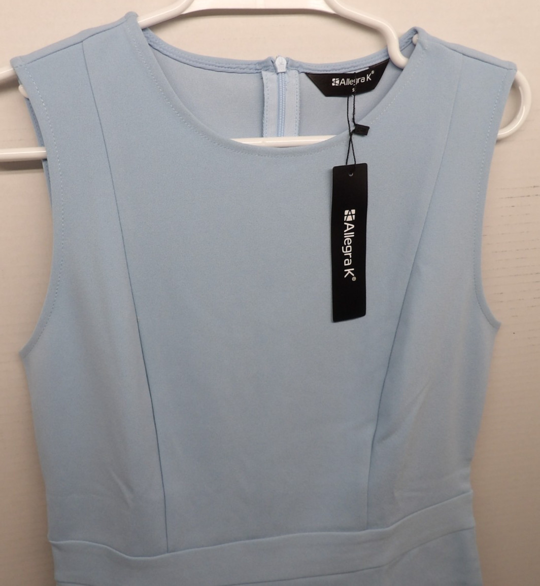 Allegra K Powder Blue Round Neck Sleeveless Sheath Dress Women’s Size S NWT