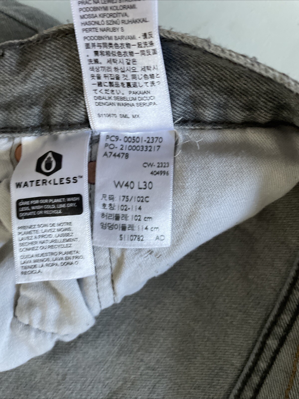 Levi’s 501 Jeans Men 40×30 Gray Relaxed Fit Button Fly Str Leg Western Irregular