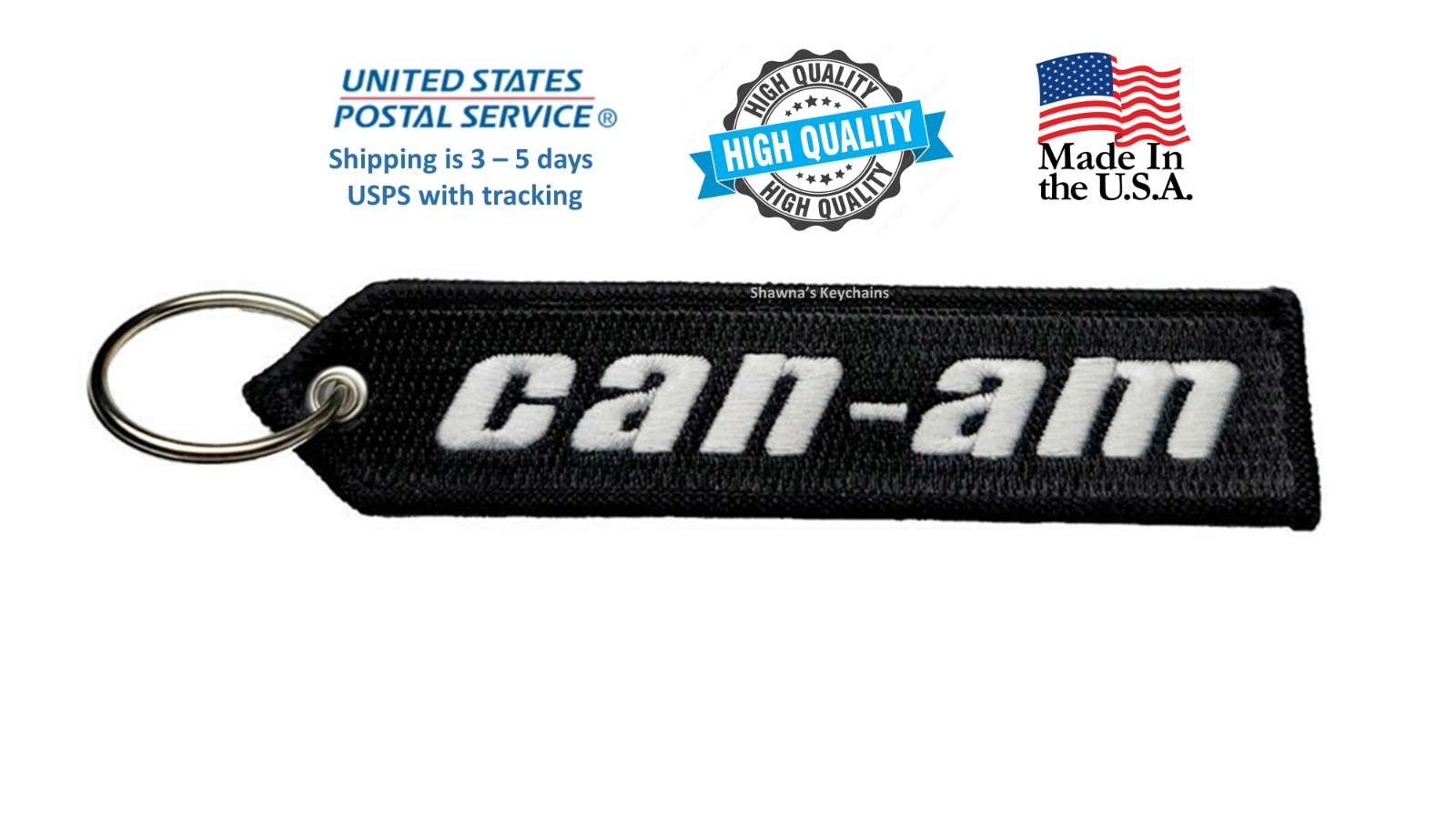 CAN-AM Keychain Double Sided Embroidered Fabric Highest Quality Keyring