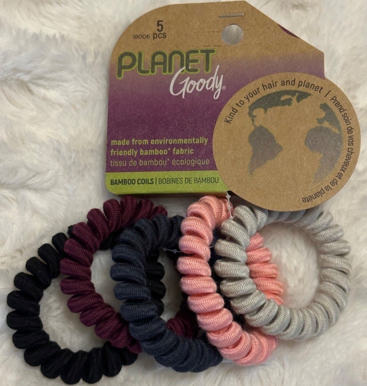 5 Count Planet Goody Products Hair Accessories Bamboo Coils Asst Colors (NWT)