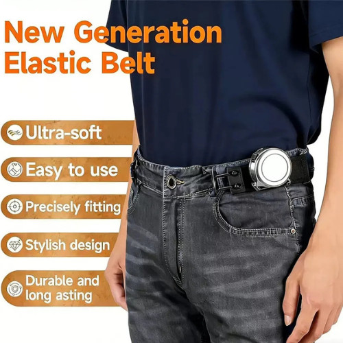 2PCS Tactical Metal Hook Elastic Belt Buckle-Less Invisible Waist Belt Closure