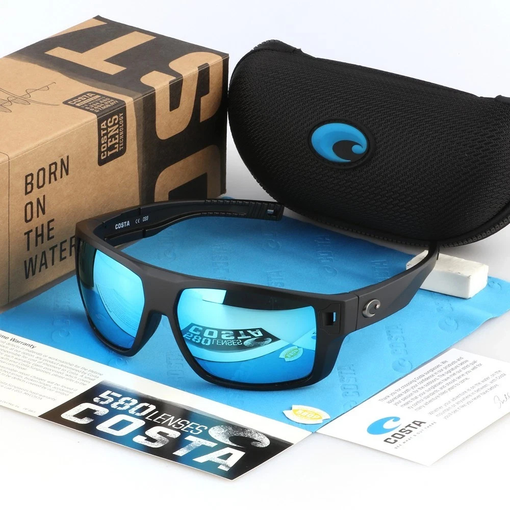 New in box Costa Diego Black/Blue Mirror 580p Polarized Sunglasses