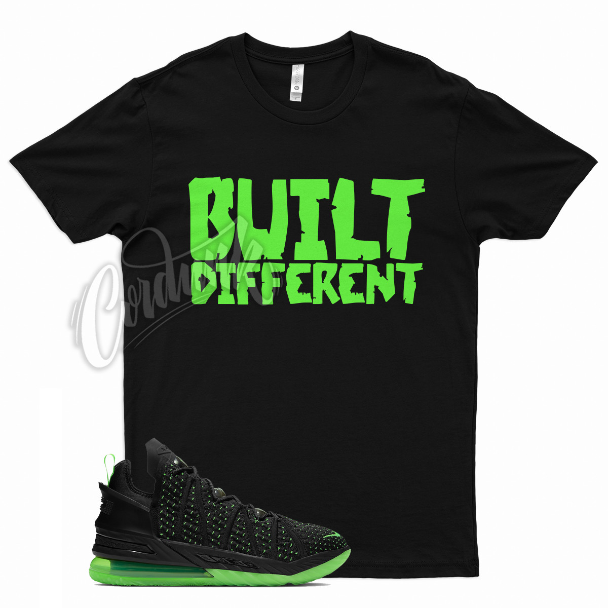 BUILT DIFFERENT T Shirt for Lebron 18 Dunkman Volt Green 7 8 9 10 11 12 Dunk Man