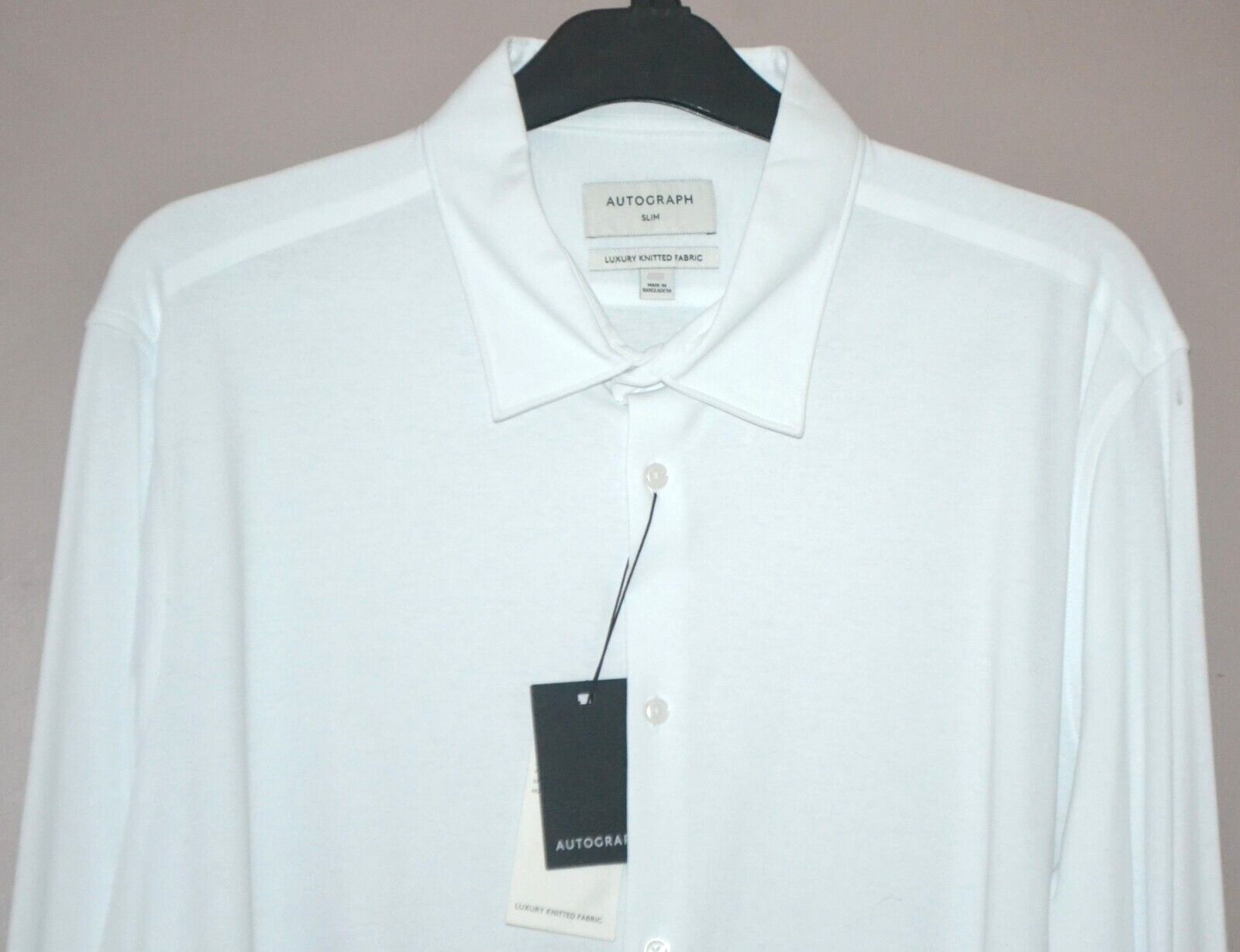 MENS M&S AUTOGRAPH LUXURY KNITTED FABRIC SHIRT LONG SLEEVE SIZE 3XL SLIM FIT NEW