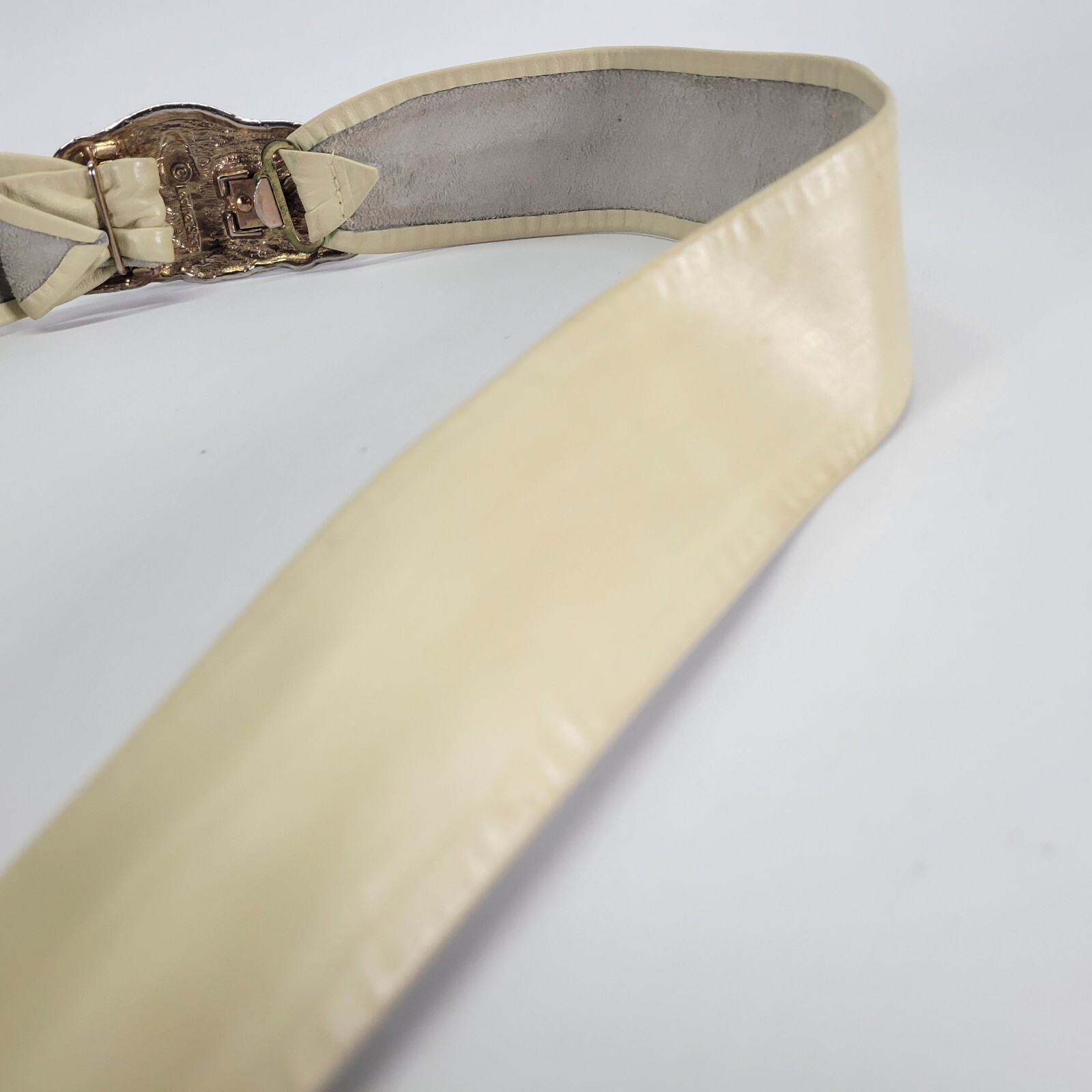 Leather Shop Belt 30 32 34 36 Waist Pale Yellow Vtg