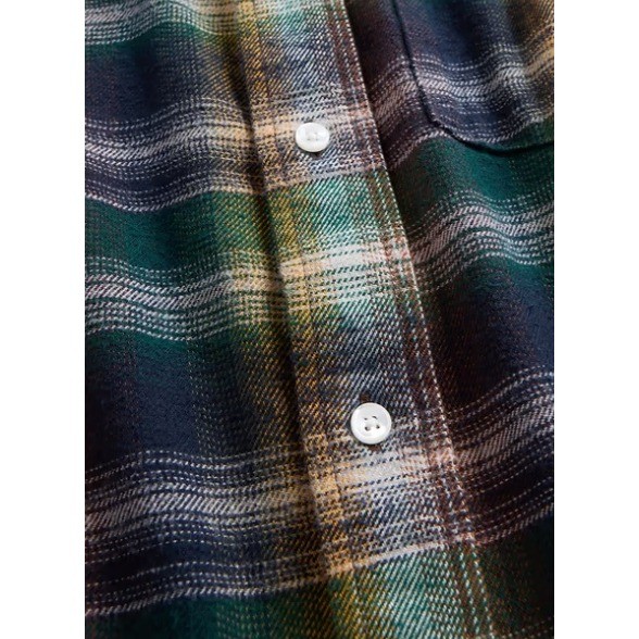 Gap Flannel Shirt Mens L Black Shadow Plaid Organic Cotton Relaxed Fit