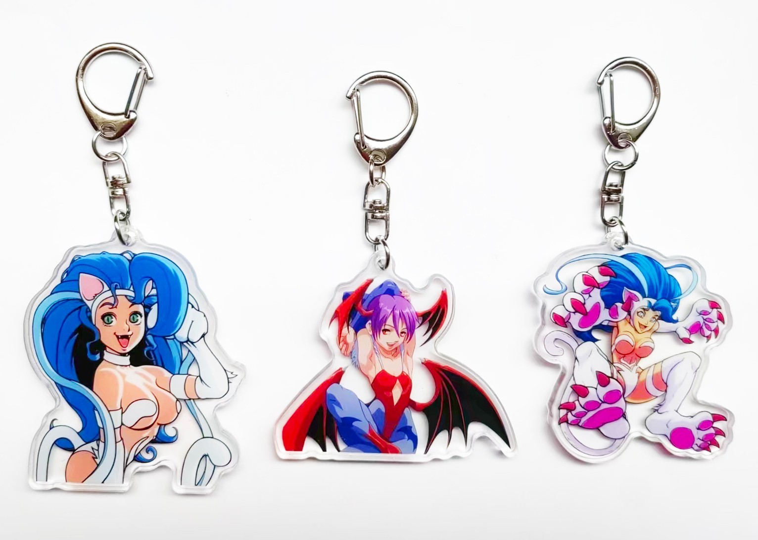 3PCS Darkstalkers Felicia Lilith Morrigan Aensland Acrylic Keychains You Pick