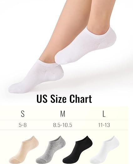 6 Pairs No Show Socks Non Slip Invisible Liners Cotton Breathable