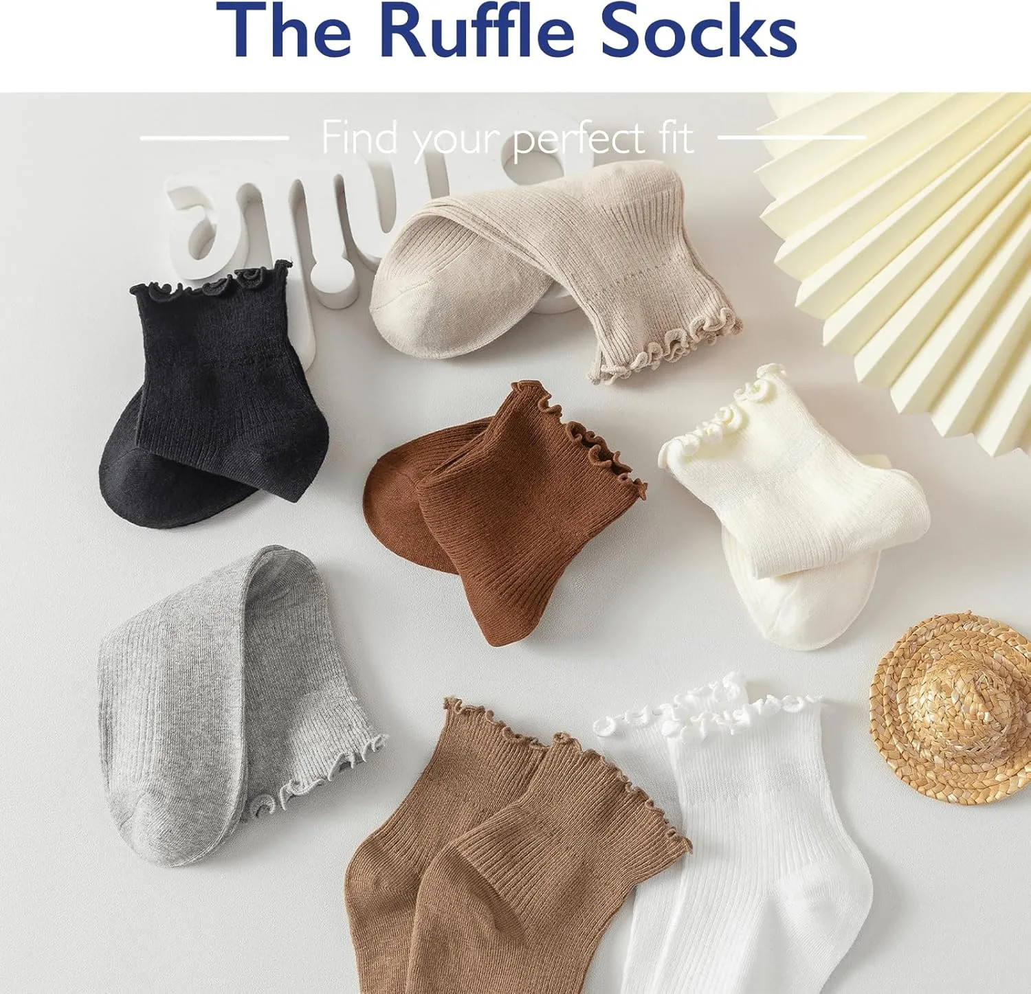 6 Pairs Women Ruffle Ankle Socks Cute Frilly Socks Cotton Blend