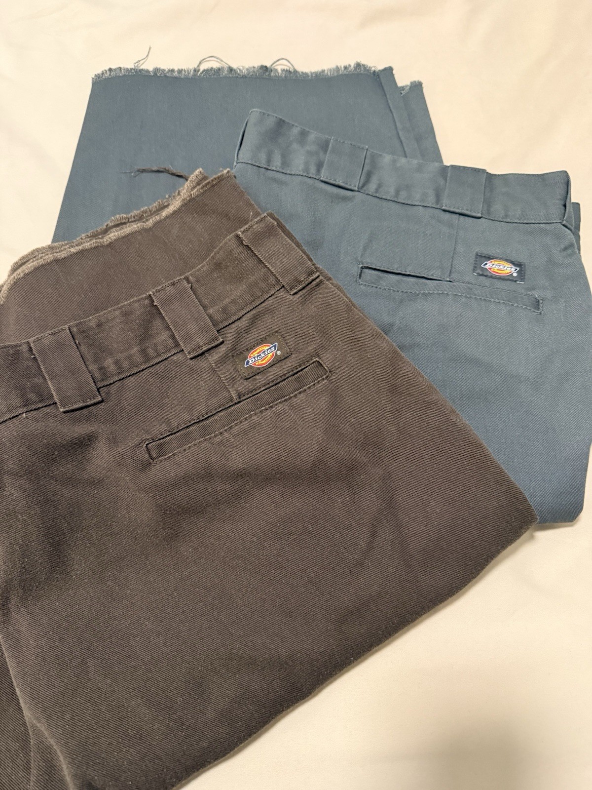 Cut off – Dickies Men’s Workwear Pants Lot of 2 Solid Blue & Brown
