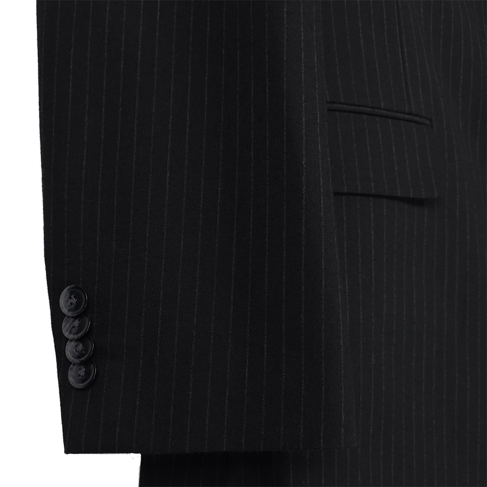 Nautica Mens Modern Fit 2 Piece Suit 36S 32W Black Pinstripe Stretch NWT